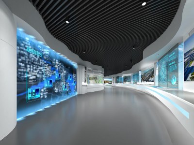 现代科技城市规划展厅3D模型下载